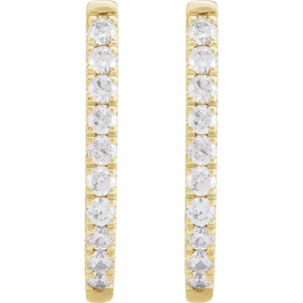 Yellow Gold Diamond 23mm Hoop Earrings - Image 3