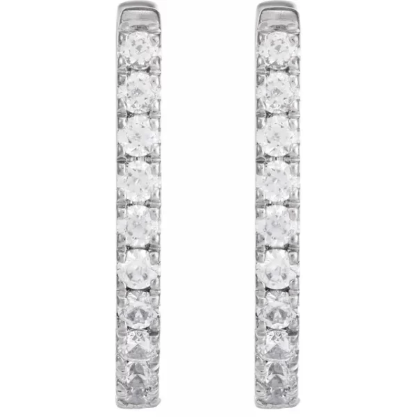 White Gold Diamond 16mm Hoop Earrings - Image 2