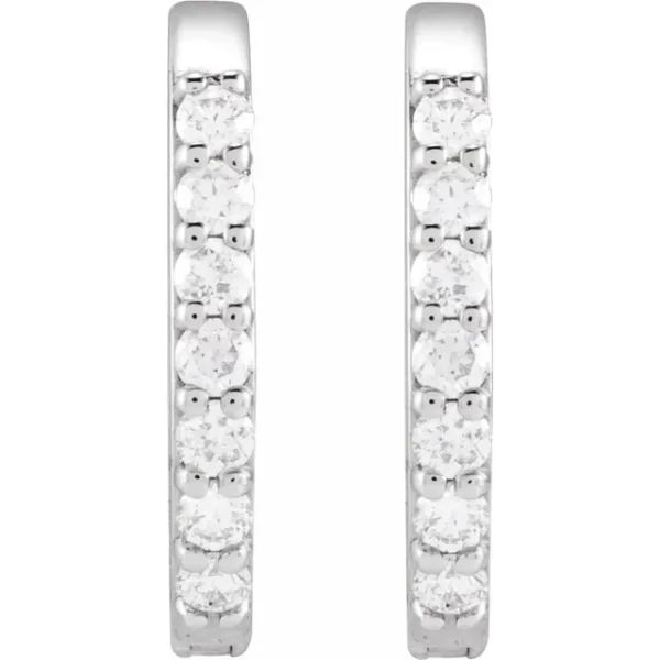 Sterling Silver Diamond 12 mm Hoop Earrings - Image 2