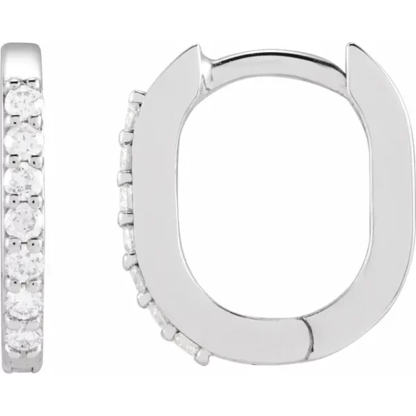 Sterling Silver Diamond 12 mm Hoop Earrings