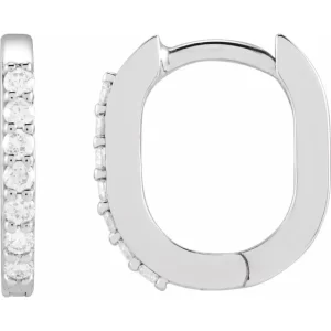 White Gold Diamond 15 mm Hoop Earrings