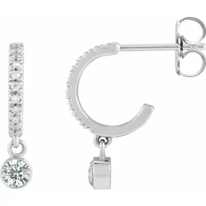 White Gold Natural Diamond French-Set Hoop Earrings
