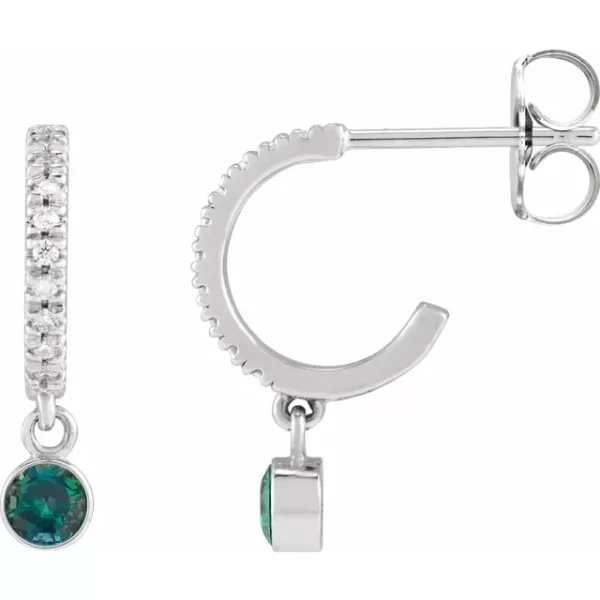 White Gold Alexandrite & Diamond French-Set Hoop Earrings