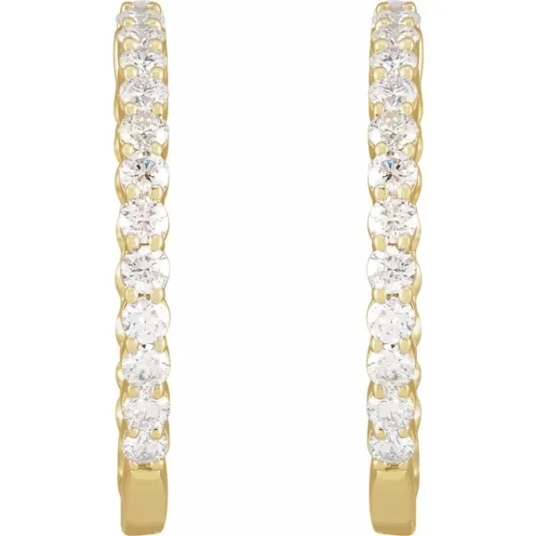 Yellow Gold Diamond Inside-Outside 30 mm Earrings - Image 2