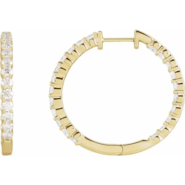 Yellow Gold Diamond Inside-Outside 30 mm Earrings