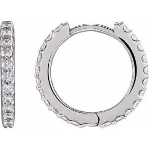 White Gold Diamond 14 mm Hoop Earrings