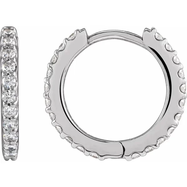 White Gold Diamond 14 mm Hoop Earrings