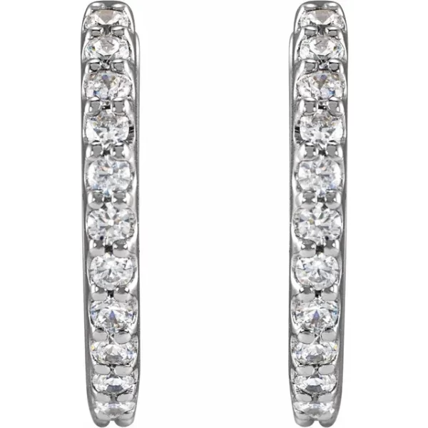 White Gold Diamond 14 mm Hoop Earrings - Image 2
