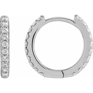 White Gold Diamond 12.5 mm Hoop Earrings
