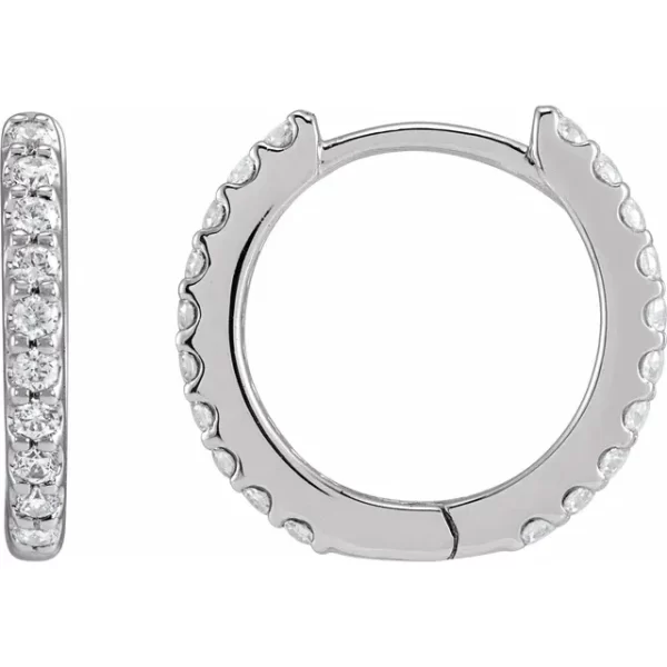White Gold Diamond 12.5 mm Hoop Earrings