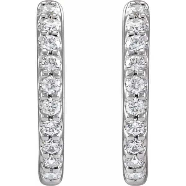 White Gold Diamond 12.5 mm Hoop Earrings - Image 2