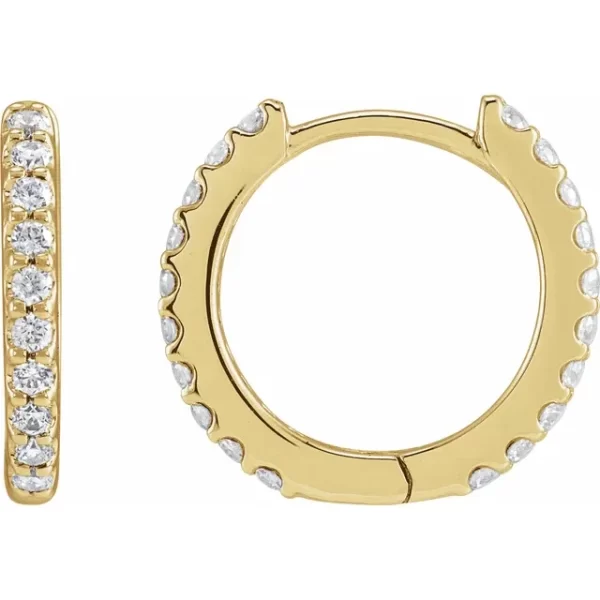 Yellow Gold Diamond 12.5 mm Hinged Earrings