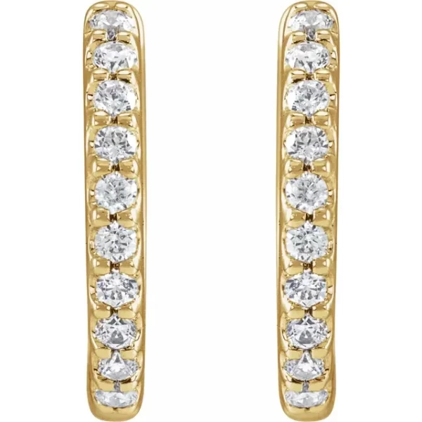 Yellow Gold Diamond 12.5 mm Hinged Earrings - Image 2