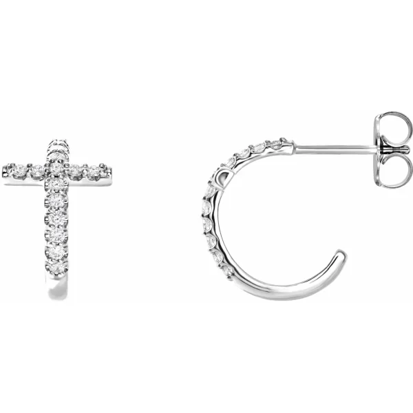 Sterling Silver Diamond Cross 12.15mm Earrings