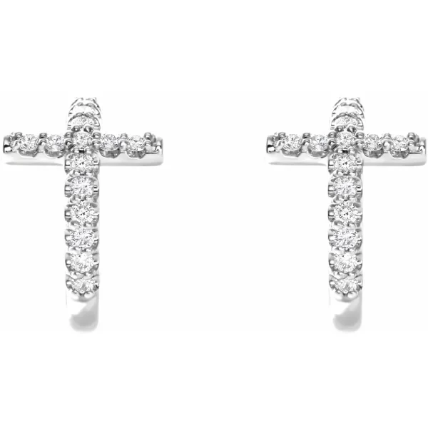 Sterling Silver Diamond Cross 12.15mm Earrings - Image 2