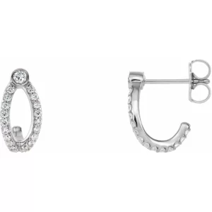 Sterling Silver Diamond J-Hoop Earrings