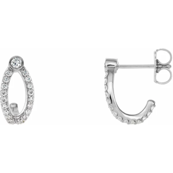 Sterling Silver Diamond J-Hoop Earrings