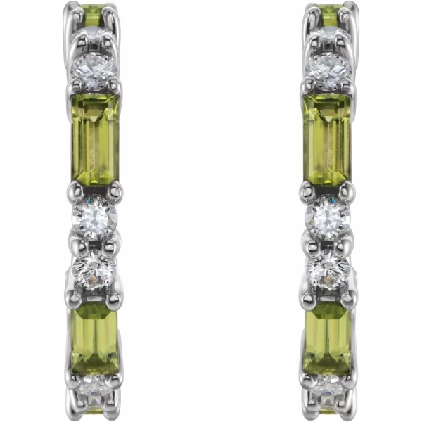 Sterling Silver Peridot & Diamond Earrings - Image 2