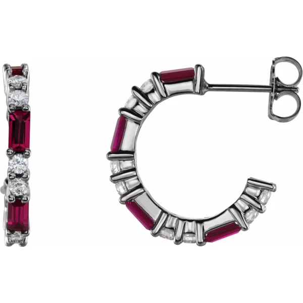 Sterling Silver Ruby Diamond Earrings