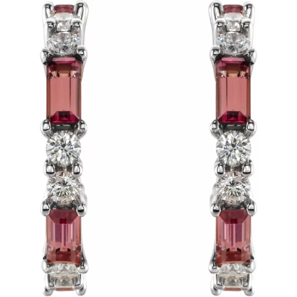 Sterling Silver Pink Tourmaline & Diamond Earrings - Image 2