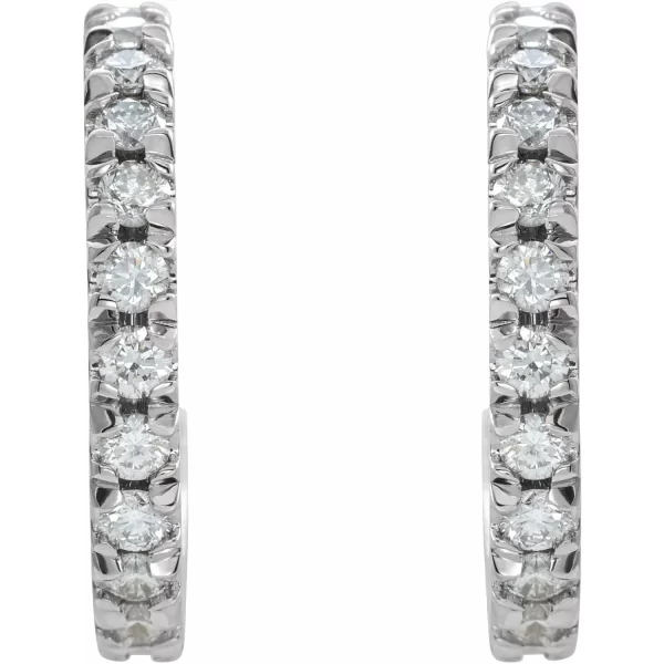 White Gold 15 mm Diamond French-Set Huggie Earrings - Image 2
