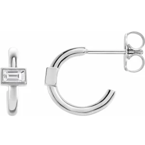 Sterling Silver Diamond Huggie Hoop Earrings