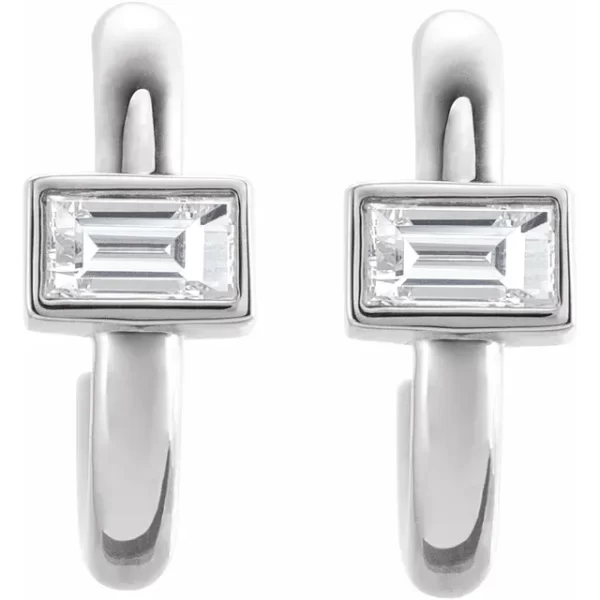 Sterling Silver Diamond Huggie Hoop Earrings - Image 2