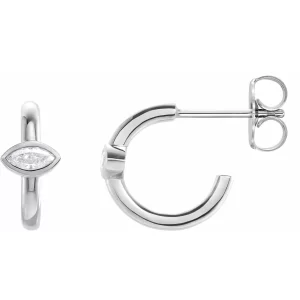 Sterling Silver Diamond Huggie Hoop Earrings