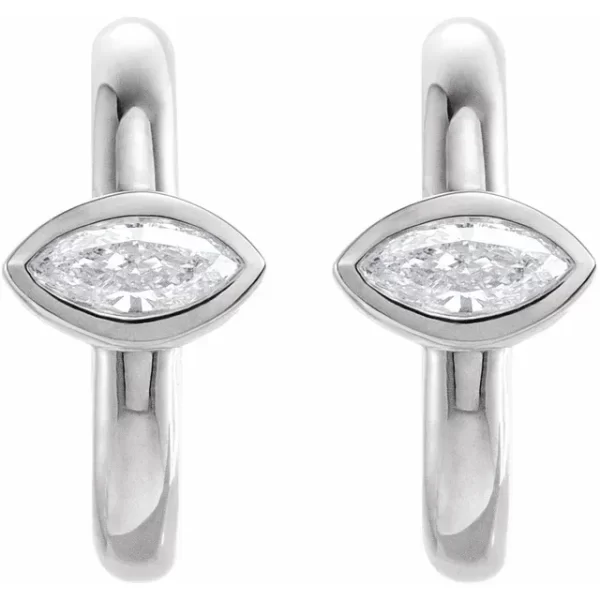 Sterling Silver Diamond Huggie Hoop Earrings - Image 2