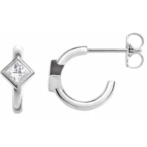 Sterling Silver Diamond Huggie Hoop Earrings