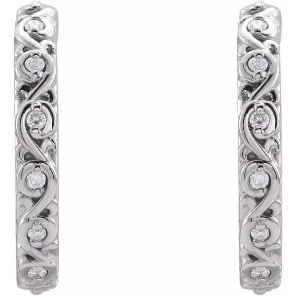 Sterling Silver Natural Diamond Sculptural Hoop Earrings - Image 2