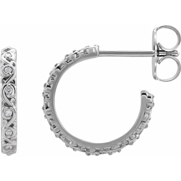 Sterling Silver Natural Diamond Sculptural Hoop Earrings