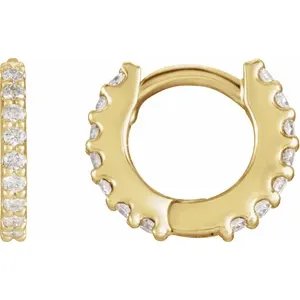 Yellow Gold 8 mm Diamond Huggie Hoop Earrings