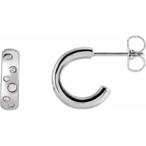 Sterling Silver Natural Diamond Huggie Earrings