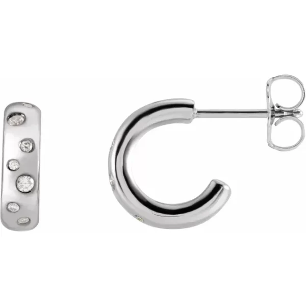 Sterling Silver Natural Diamond Huggie Earrings