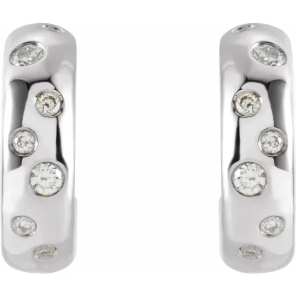 Sterling Silver Natural Diamond Huggie Earrings - Image 2