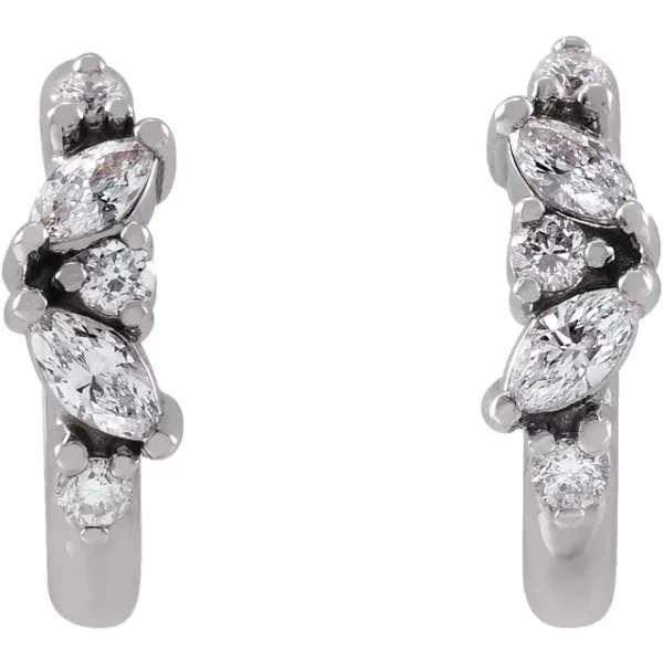 White Gold Diamond Huggie Earrings - Image 2