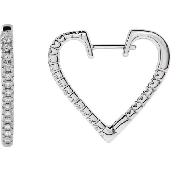 Sterling Silver Diamond Heart Earrings