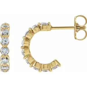 Yellow Gold 12.76 mm Diamond Huggie Earrings