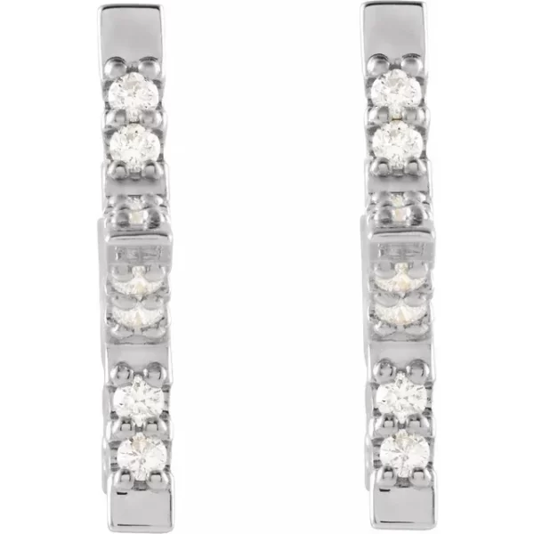 Sterling Silver Diamond Star Hoop Earrings - Image 2