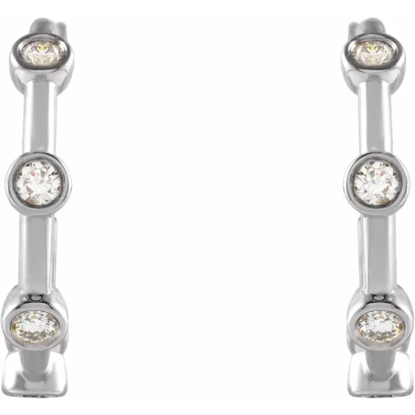 Sterling Silver Diamond Bezel-Set Hoop Earrings - Image 2