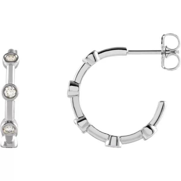 Sterling Silver Diamond Bezel-Set Hoop Earrings