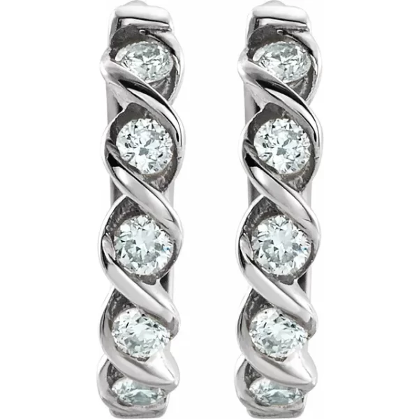 Sterling Silver Diamond Huggie Earrings - Image 2