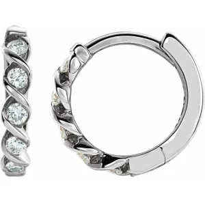 Sterling Silver Diamond Huggie Earrings