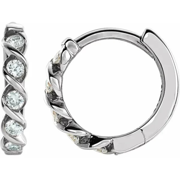 Sterling Silver Diamond Huggie Earrings