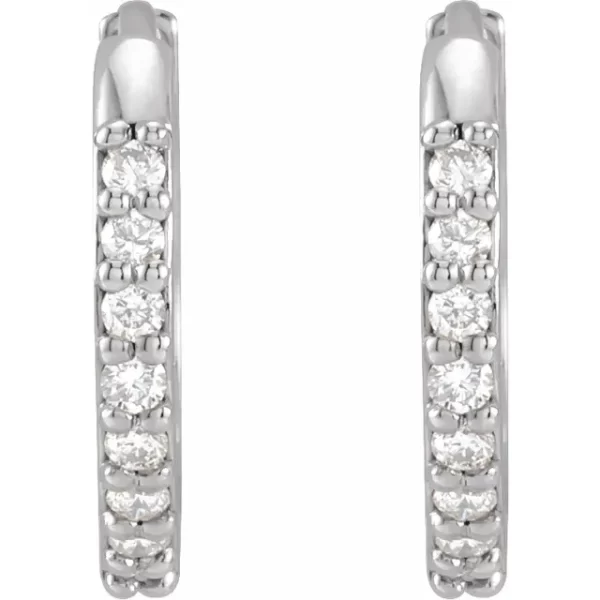 Sterling Silver Diamond 12.5 mm Huggie Earrings - Image 2