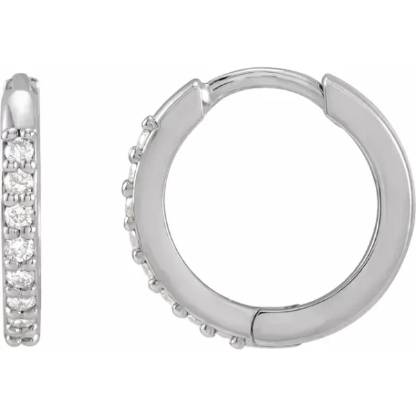 Sterling Silver Diamond 12.5 mm Huggie Earrings