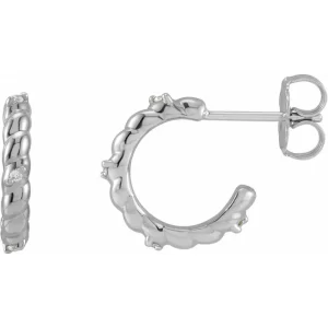 Sterling Silver Diamond Rope Huggies