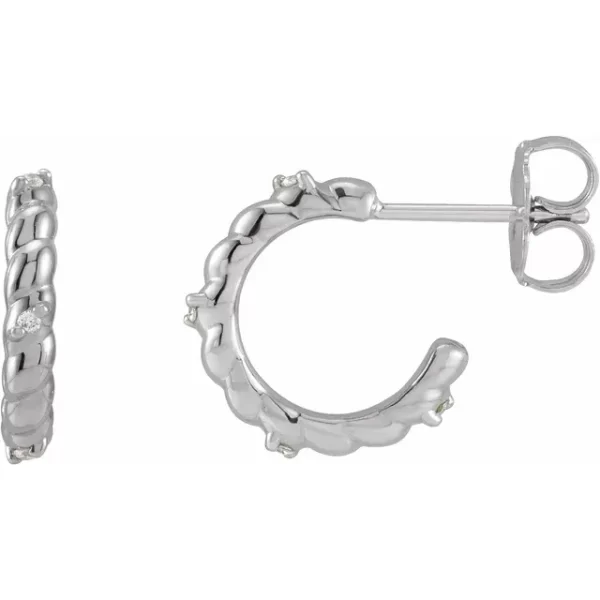Sterling Silver Diamond Rope Huggies