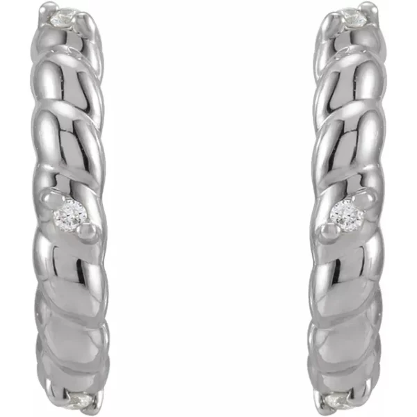 Sterling Silver Diamond Rope Huggies - Image 2